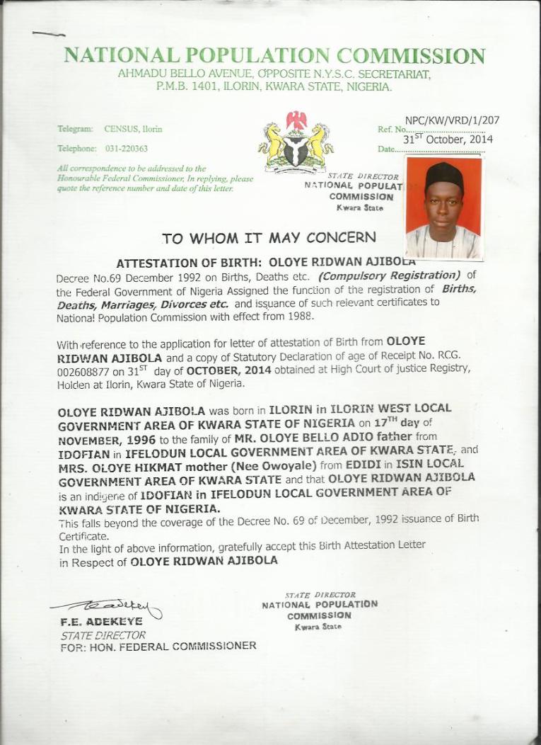 Gateway Services Nigeria Police Clearance Certificate Birth
